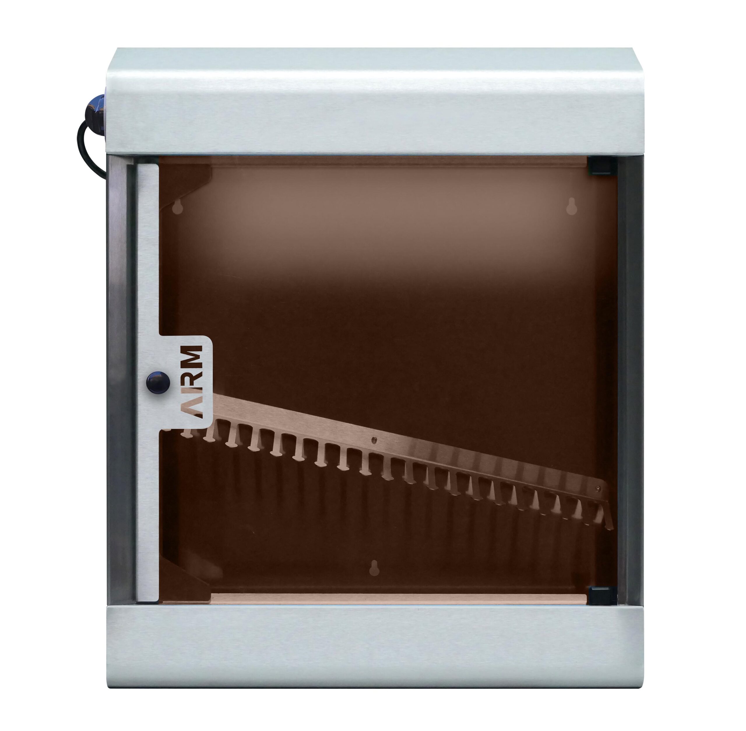 ARMOIRE DE STERILISATION A COUTEAUX TOIT PENTE CAP.20 COUTEAUX, AVEC SUPPORT PEIGNE, MINUTERIE,