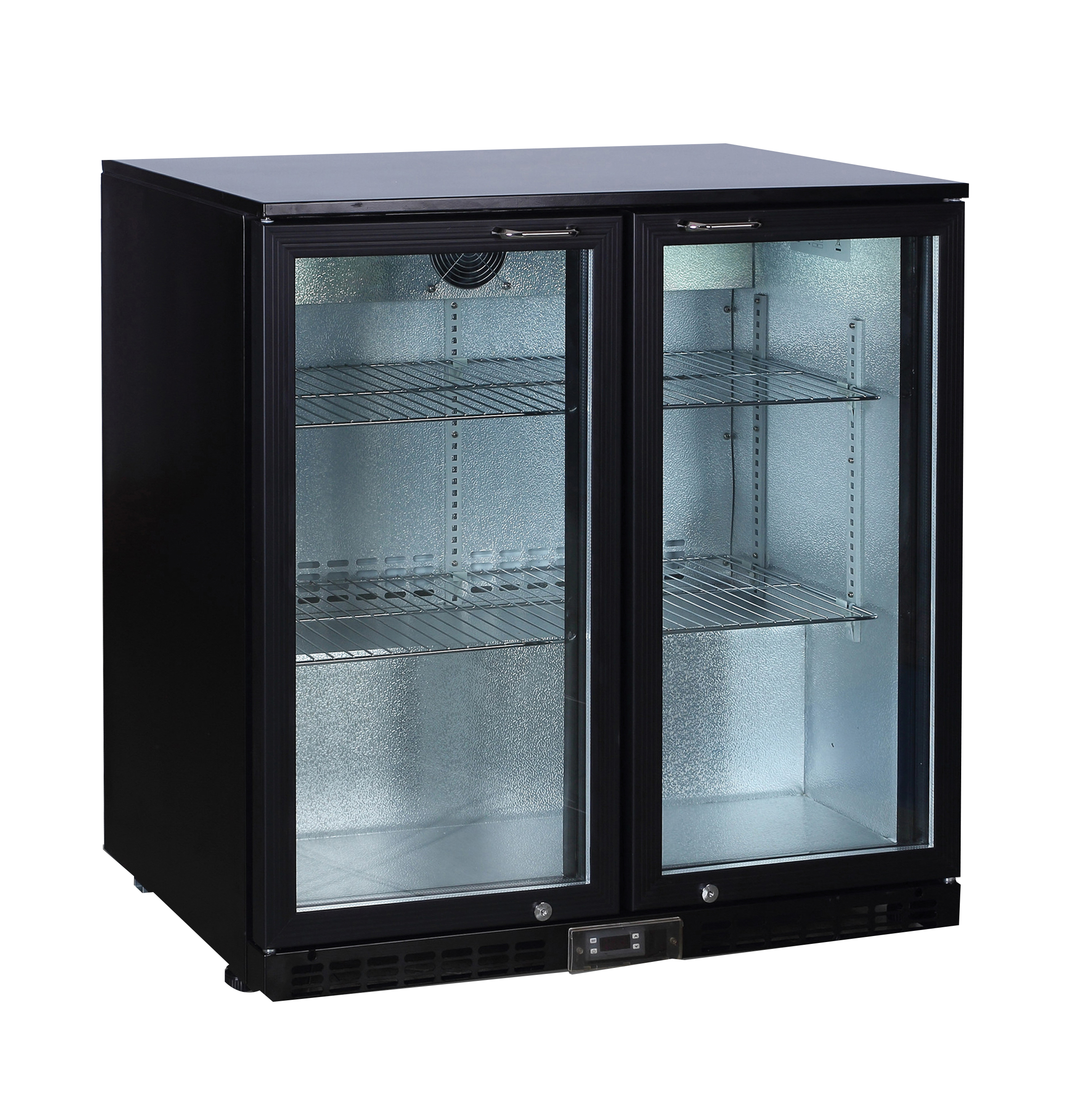 MEUBLE ARRIERE DE BAR, SKIN PLATE 0/+8°C, 2 PORTES BATTANTES VITREES, 4 CLAYETTES
