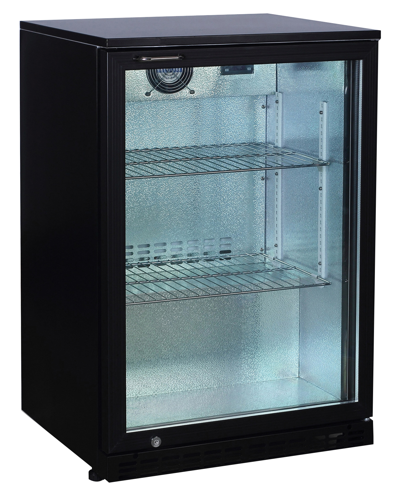 MEUBLE ARRIERE DE BAR SKIN PLATE 0/+8°C, 1 PORTE VITREE, 2 CLAYETTES CHROMEES