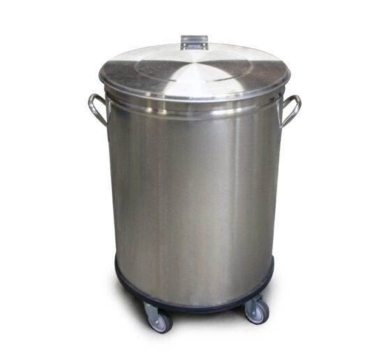 BAC A DECHETS INOX ROULANT, 90 LITRES SANS PEDALE