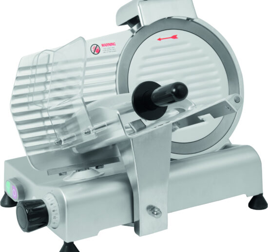 TRANCHEUR ALUMINIUM A COURROIE, LAME DIAM. 250 MM AVEC AFFUTEUR FIXE, CAP. DE COUPE 180X190 MM