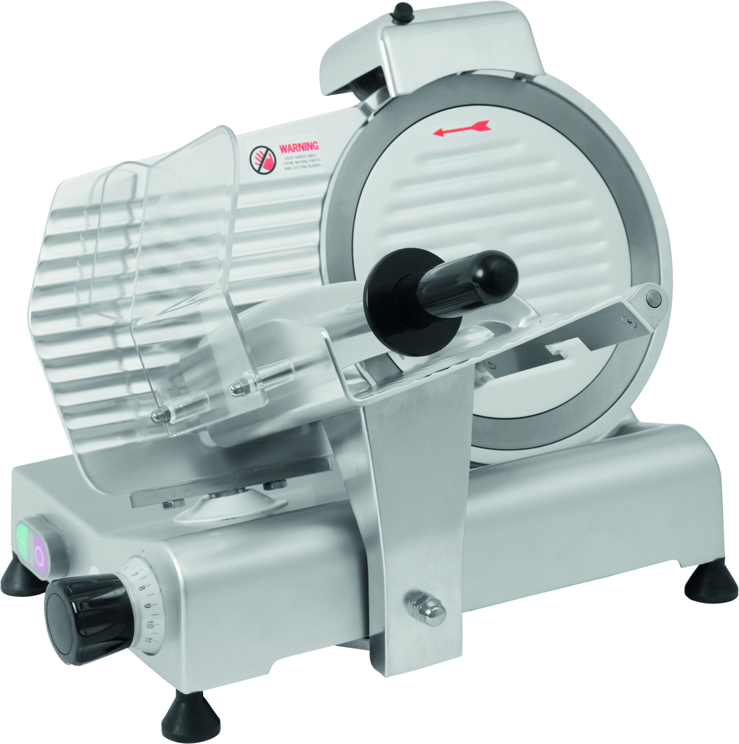 TRANCHEUR ALUMINIUM A COURROIE, LAME DIAM. 250 MM AVEC AFFUTEUR FIXE, CAP. DE COUPE 180X190 MM