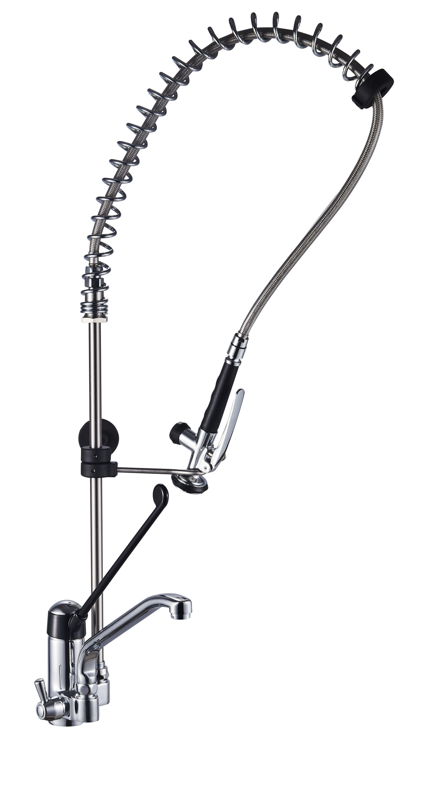 DOUCHETTE MITIGEUR MONOTROU POUR PLONGE, AVEC CDC ORIENTABLE, LEVIER CLINIQUE, DOUCHETTE POIGNEE