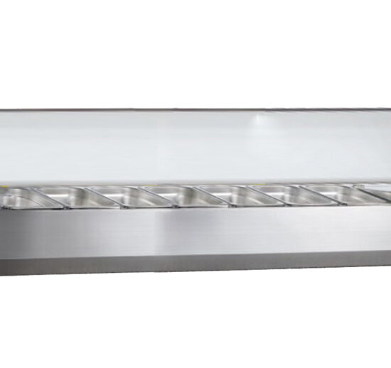 VITRINE A INGREDIENTS INOX, +2/+8°C, GAZ R600A COUVERCLE INOX, 8GN1/3-150 NON COMPRIS