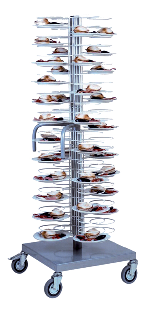 CHARIOT DE DRESSAGE, 96 ASSIETTES D.18/23 GRILLES CHROMEES