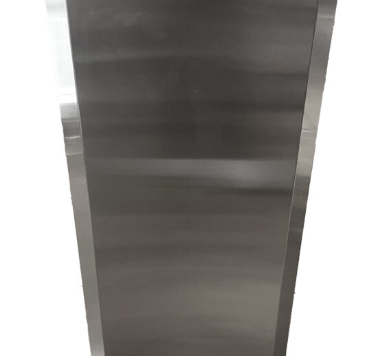PORTE-SACS MOBILE CARENE INOX A OUVERTURE FRONTALE AVEC OUVERTURE COUVERCLE AMORTIE