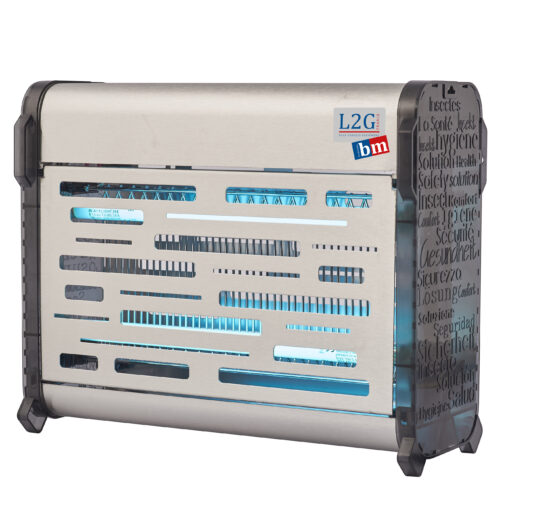 EXTERMINATEUR D'INSECTES INOX LED 2X9W AVEC CHAINETTE INOX ET 2 CROCHETS S