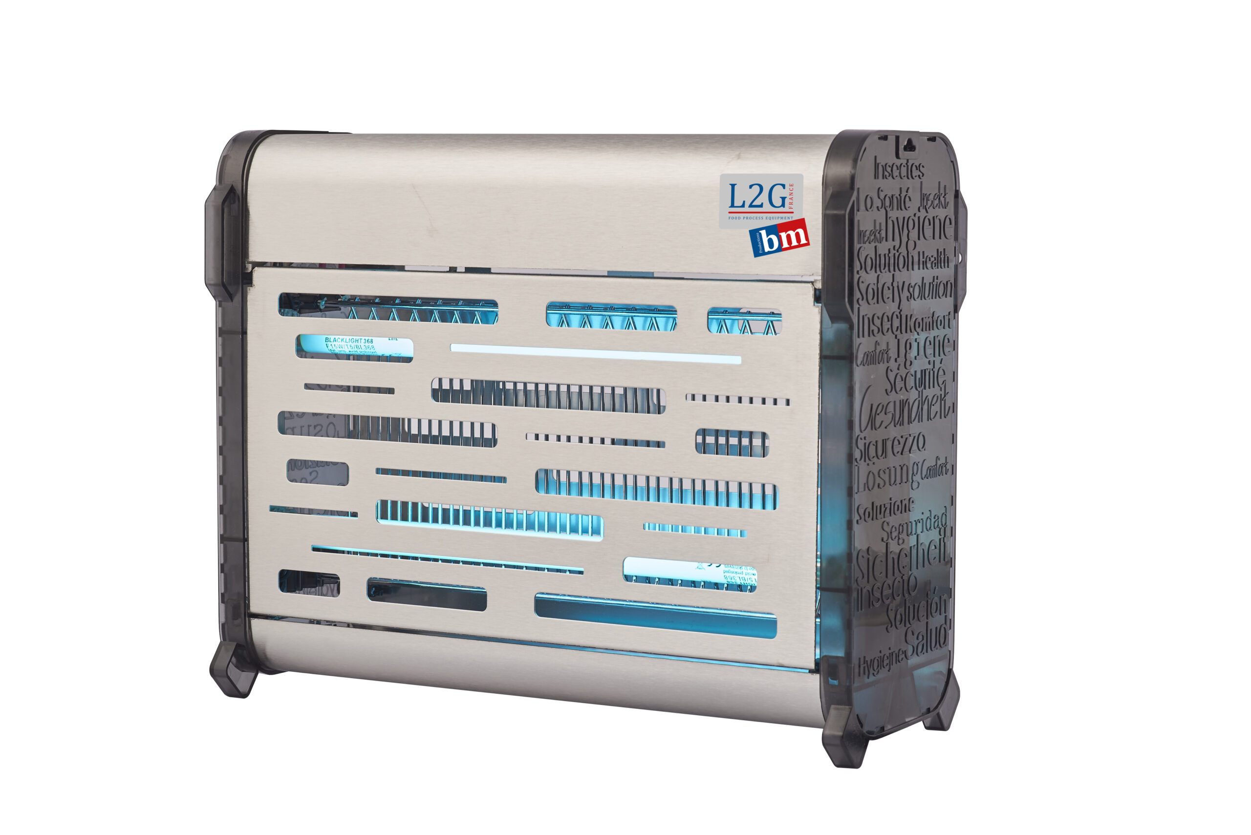 EXTERMINATEUR D'INSECTES INOX LED 2X9W AVEC CHAINETTE INOX ET 2 CROCHETS S