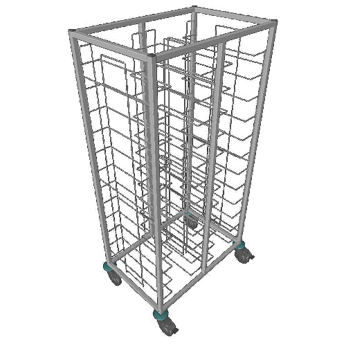 CHARIOT DE DEBARRASSAGE INOX 1X12 NIVEAUX, AVEC ROUES CHAPE POLYAMIDE