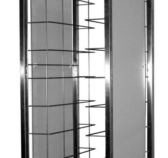 CHARIOT DE DEBARRASSAGE INOX 1X12 NIVEAUX, AVEC ROUES CHAPE POLYAMIDE, AVEC JOUES LATERALES