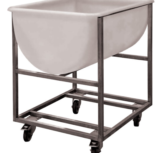 CHARIOT INOX POUR PATIERE 220 L CHAPE ZINGUEE 4 ROUES D.100 MM