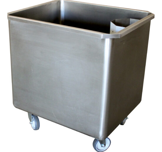 CUVE ROULANTE INOX 304, BONDE+CREPINE 2 ROUL. FIXES ET 2ROUL.PIVOTANTE SURVERSE