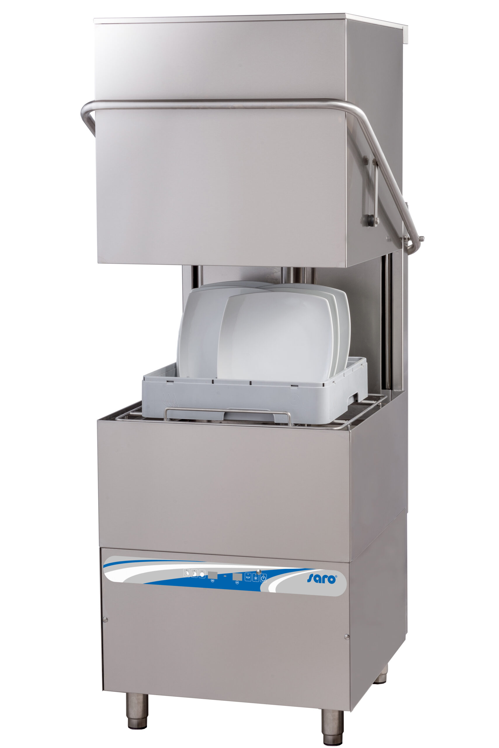 LAVE-VAISSELLE A CAPOT COMMANDES ELECTRONIQUES 500X500, AVEC POMPE DE VIDANGE, RINCAGE, DETERGENT