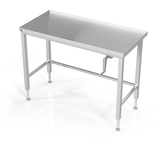 TABLE INOX SOUDEE INOX 304 CENTRALE CONFOR'TABLE REGLABLE EN HAUTEUR PAR MANIVELLE
