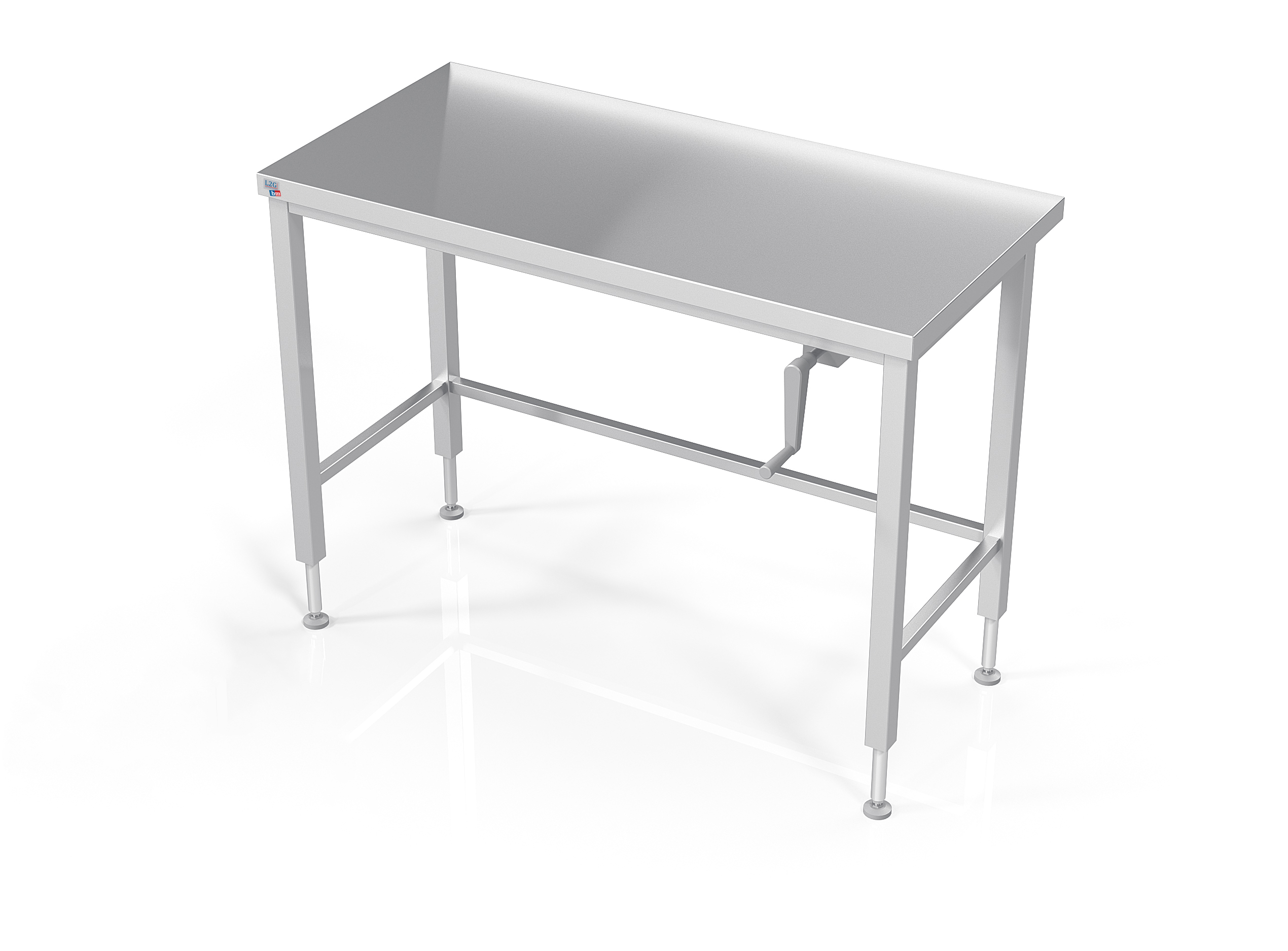 TABLE INOX SOUDEE INOX 304 CENTRALE CONFOR'TABLE REGLABLE EN HAUTEUR PAR MANIVELLE