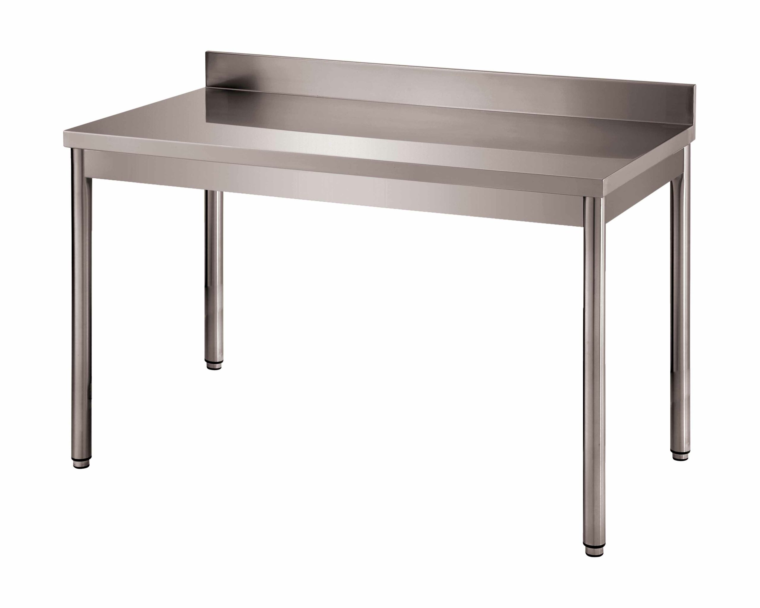 TABLE ADOSSEE DEMONTABLE INOX, PIEDS RONDS