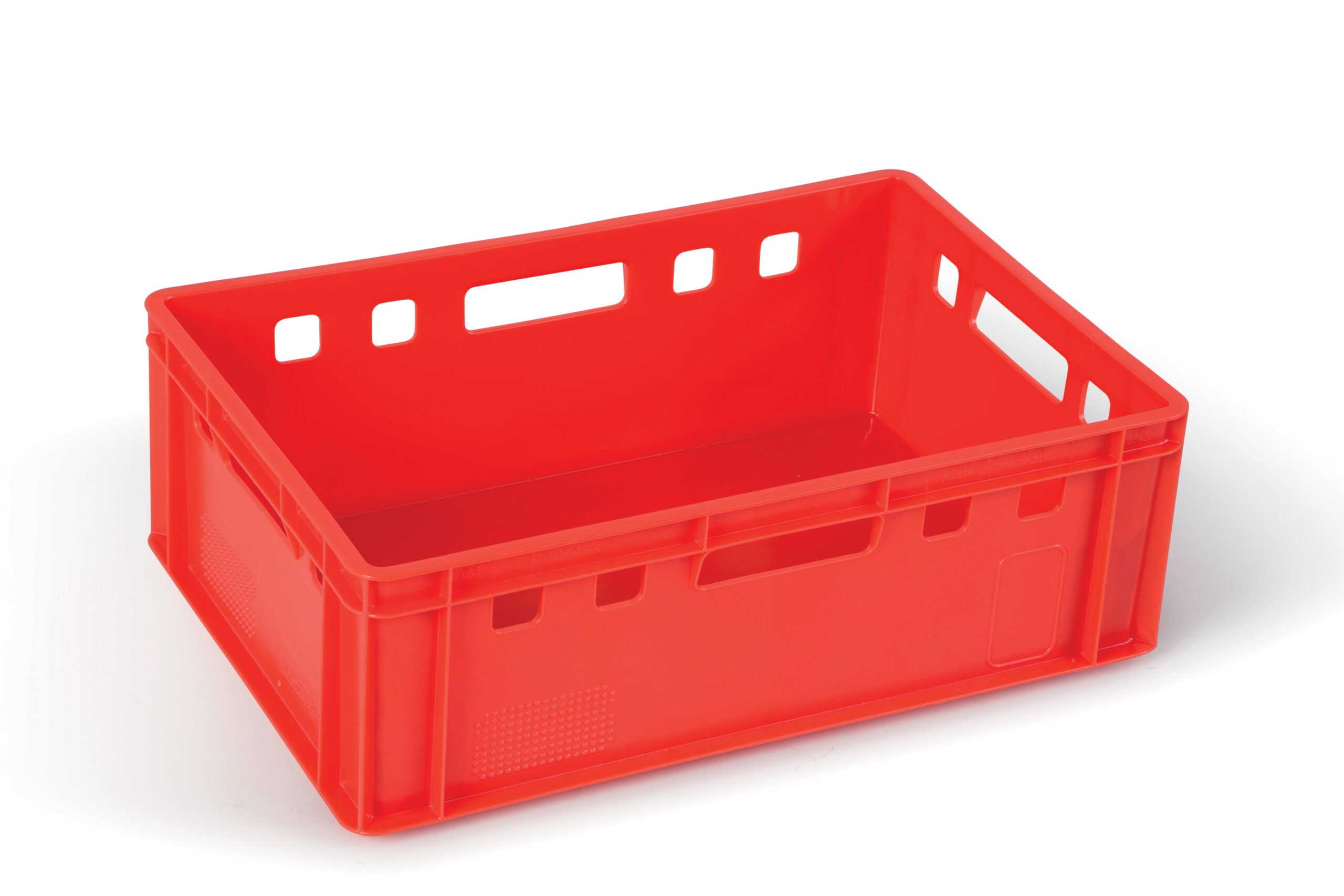 BAC DE MANUTENTION 600X400 MM EN HDPE, EMPILABLE COULEUR ROUGE, FOND LISSE