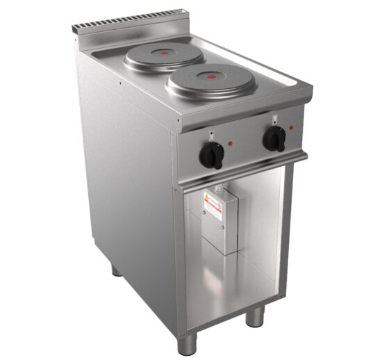 FOURNEAU ELECTRIQUE 2 PLAQUES INOX 304 SUR MEUBLE PLACARD OUVERT