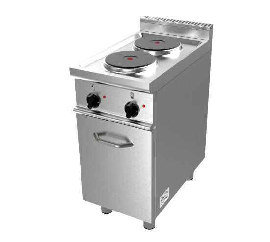 FOURNEAU ELECTRIQUE 2 PLAQUES INOX 304 SUR MEUBLE PLACARD FERME 1P.BATTANTE
