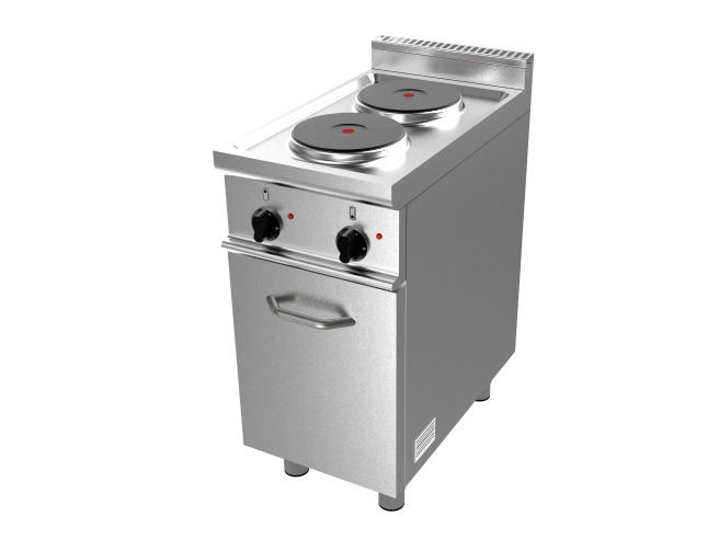 FOURNEAU ELECTRIQUE 2 PLAQUES INOX 304 SUR MEUBLE PLACARD FERME 1P.BATTANTE