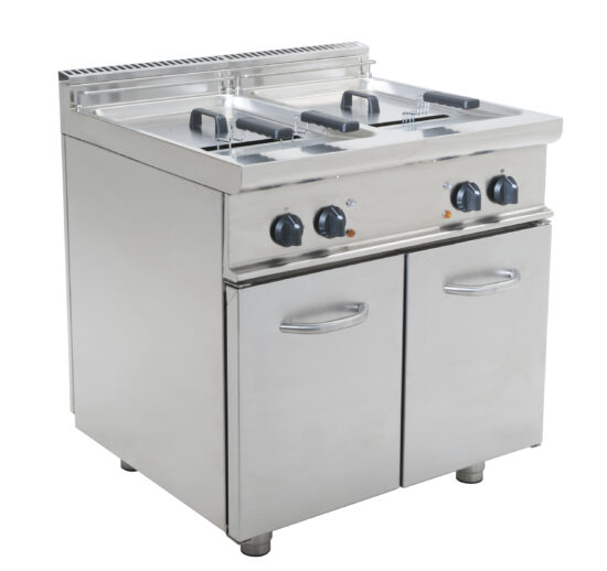 FRITEUSE ELECTRIQUE INOX 304, 2 CUVES 17+17L 2 PANIERS FOURNIS, PROD.30KG-H