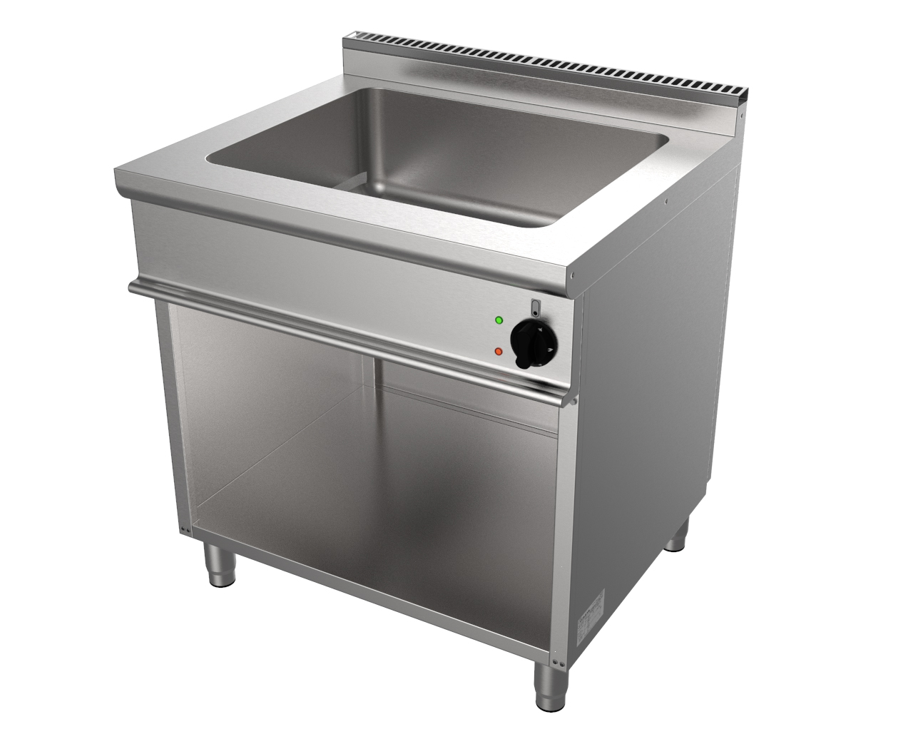 BAIN-MARIE ELECTRIQUE INOX 304 TRIPHASE SUR MEUBLE PLACARD OUVERT, GN2/1-200