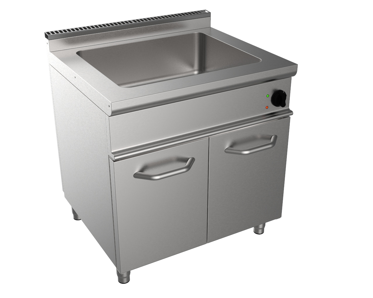 BAIN-MARIE ELECTRIQUE INOX 304 TRIPHASE SUR MEUBLE PLACARD FERME 2 PORTES, GN2/1-200