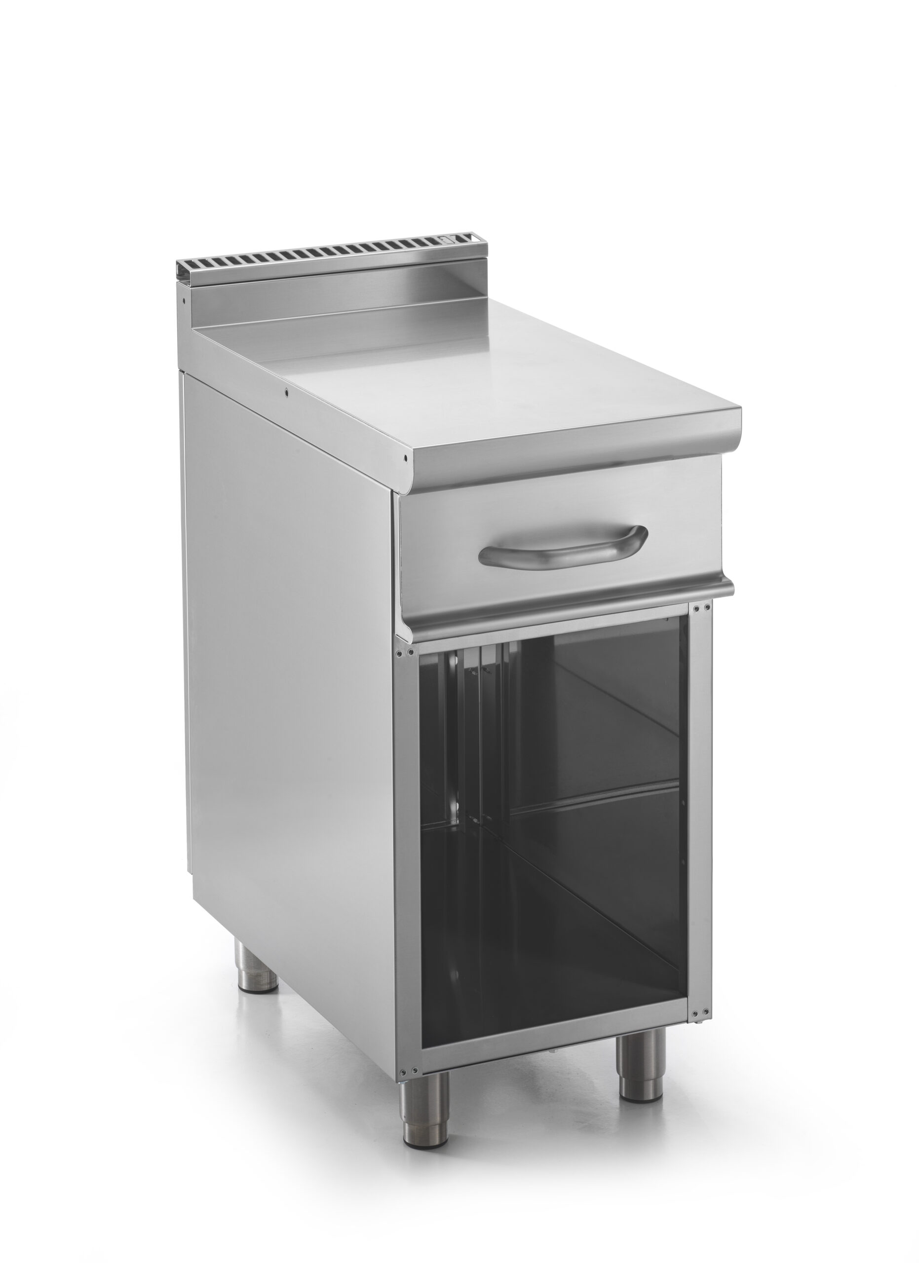 MEUBLE NEUTRE INOX 304 SUR PLACARD OUVERT TIROIR SUR GLISSIERES AVEC BAC GN1-1-150