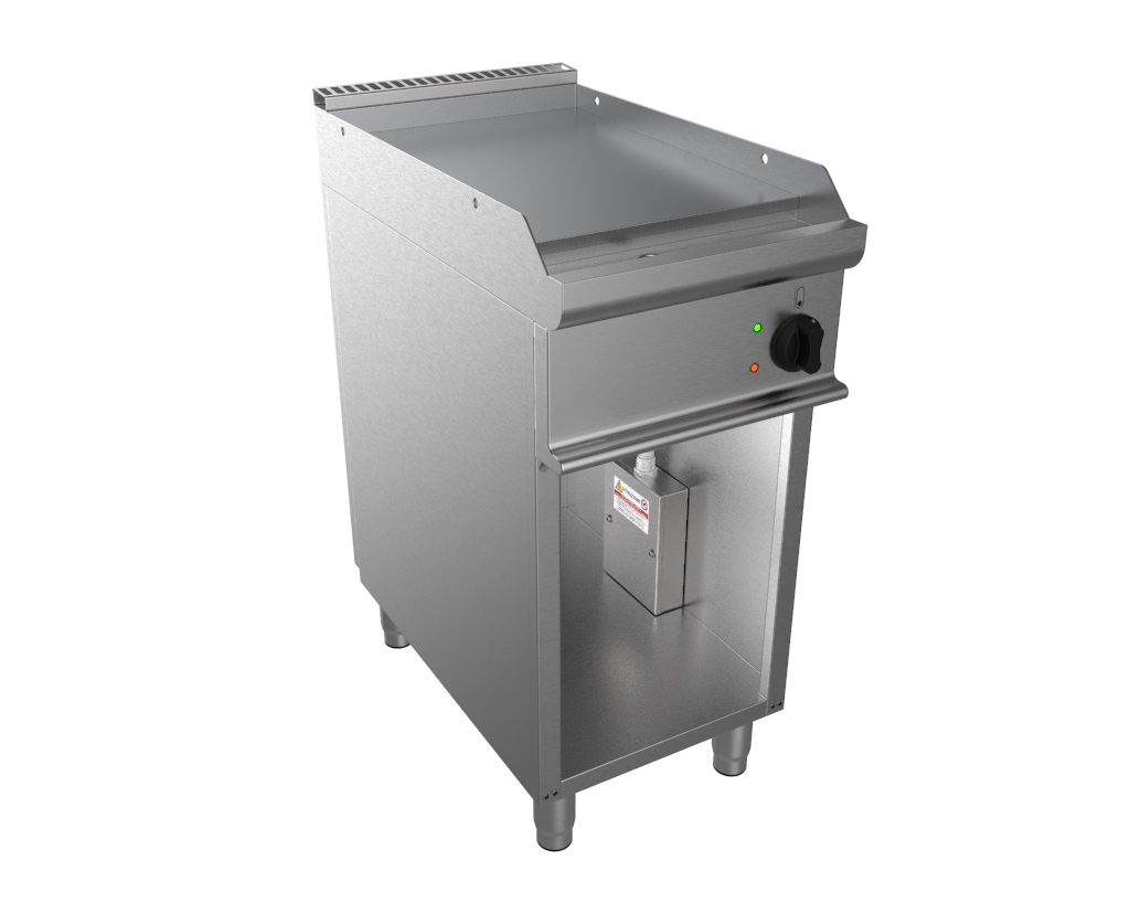 FRY-TOP ELECTRIQUE INOX 304 SUR MEUBLE OUVERT, PLAQUE LISSE INOX 304
