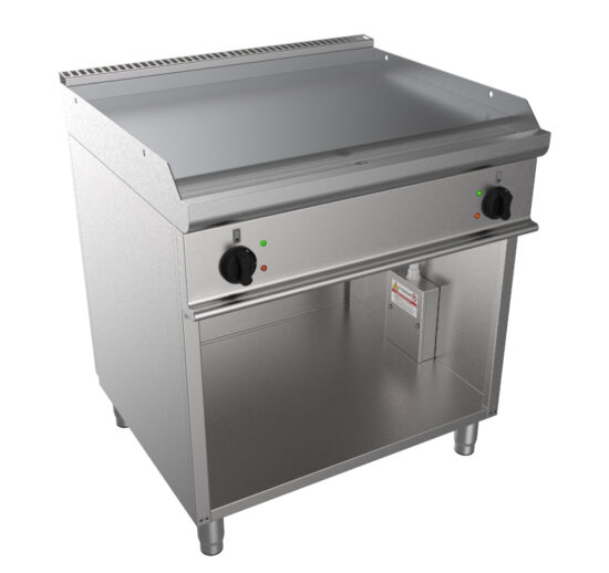 FRY-TOP ELECTRIQUE INOX 304 SUR MEUBLE OUVERT, PLAQUE LISSE, INOX 304