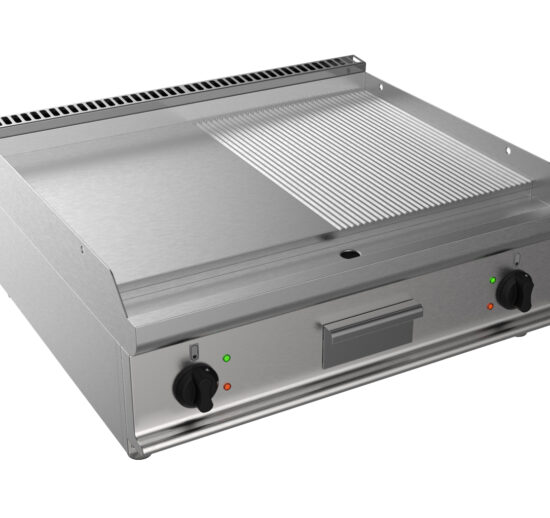 FRY-TOP ELECTRIQUE 1/2 LISSE-1/2 NERVUREE A POSER ZONE DE CUISSON 800X530 MM