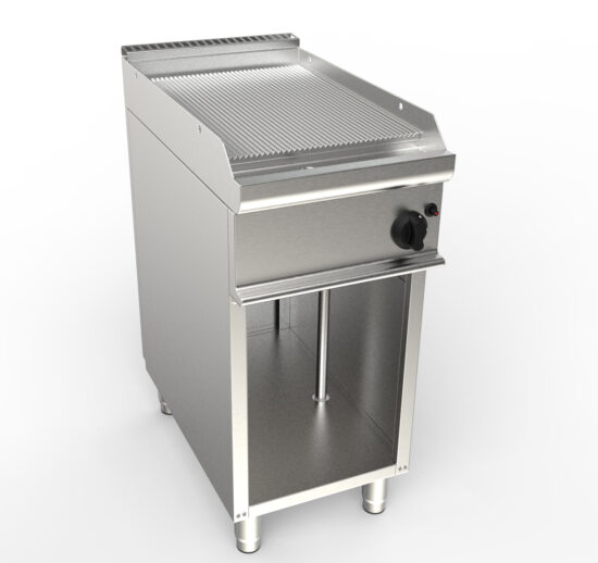 FRY-TOP GAZ NERVUREE SUR PLACARD OUVERT ZONE DE CUISSON 400X530 MM