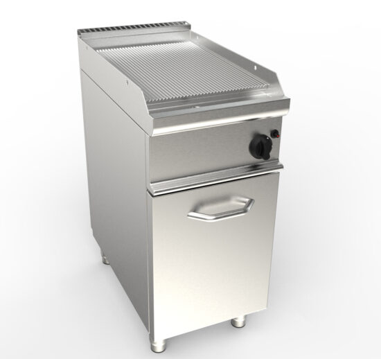 FRY-TOP GAZ NERVUREE SUR PLACARD FERME ZONE DE CUISSON 400X530 MM