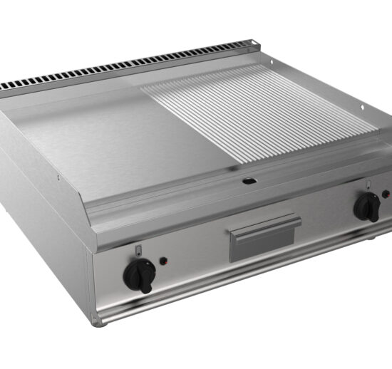 FRY-TOP GAZ 1/2 LISSE, 1/2 NERVURE A POSER ZONE DE CUISSON 800X530 MM