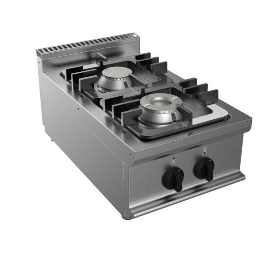 FOURNEAU GAZ 2 BRULEURS INOX 304 A POSER 4.5+7.5 KW