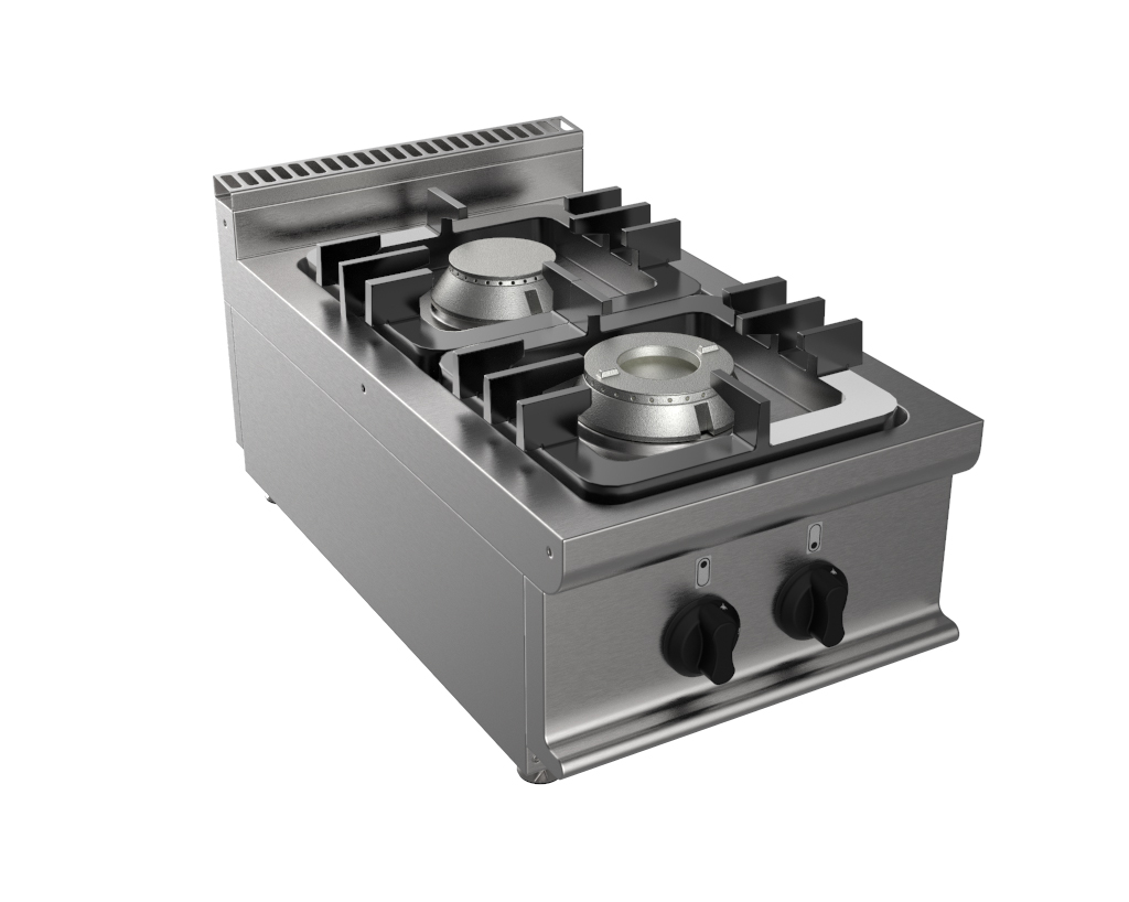 FOURNEAU GAZ 2 BRULEURS INOX 304 A POSER 4.5+7.5 KW