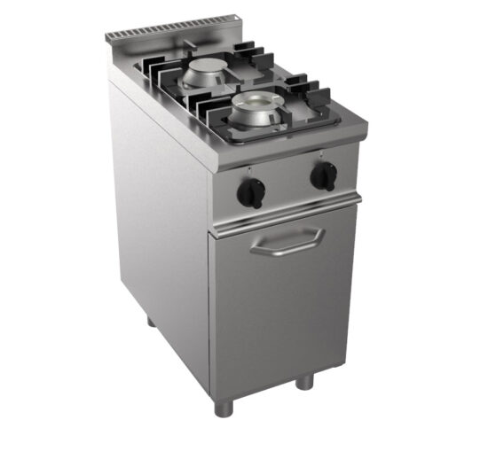 FOURNEAU GAZ 2 BRULEURS SUR MEUBLE PLACARD FERME 1P.BATTANTE, BAC DE RECUPERATION EXTRACTIBLE