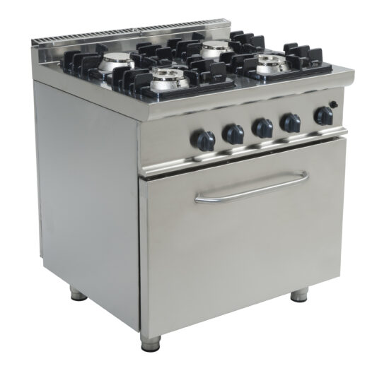 FOURNEAU TOUT GAZ 4 BRULEURS: 2X4.5+2X7.5KW SUR FOUR GN2-1 GAZ 7.9 KW