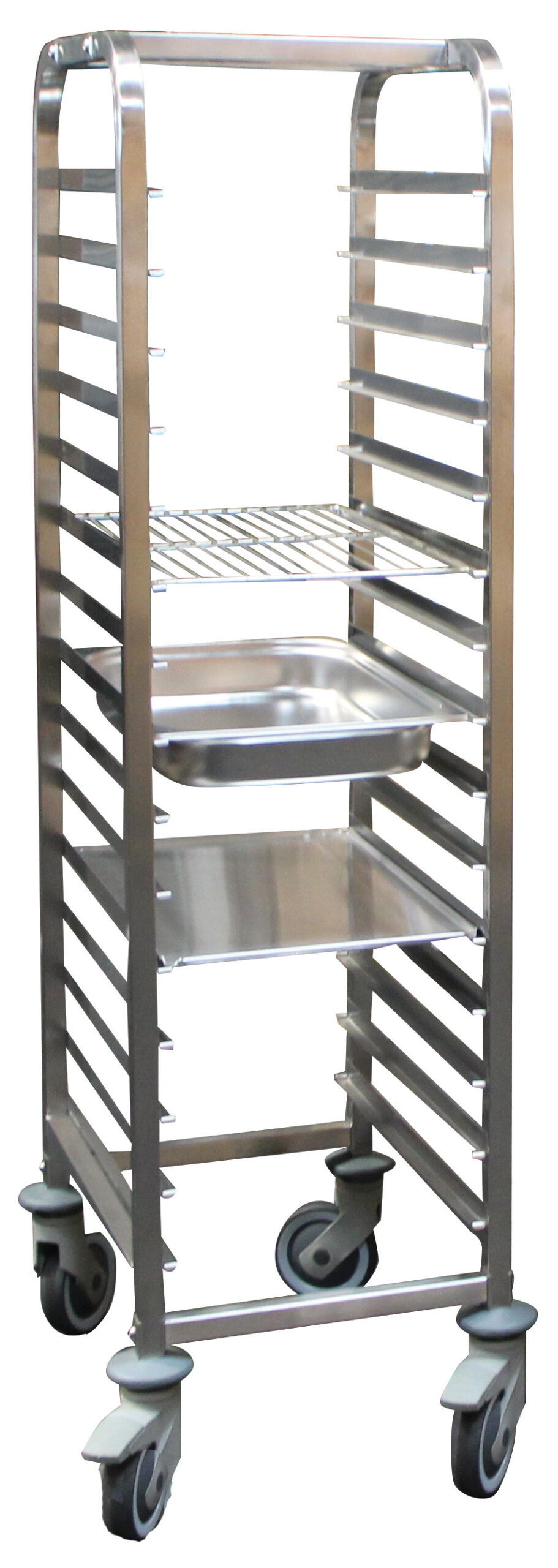 ECHELLE DEMONTABLE INOX GN1/1, 15 NIVEAUX AVEC BUTEES, ENTRE 325 MM, CHAPE POLY DONT 2AF