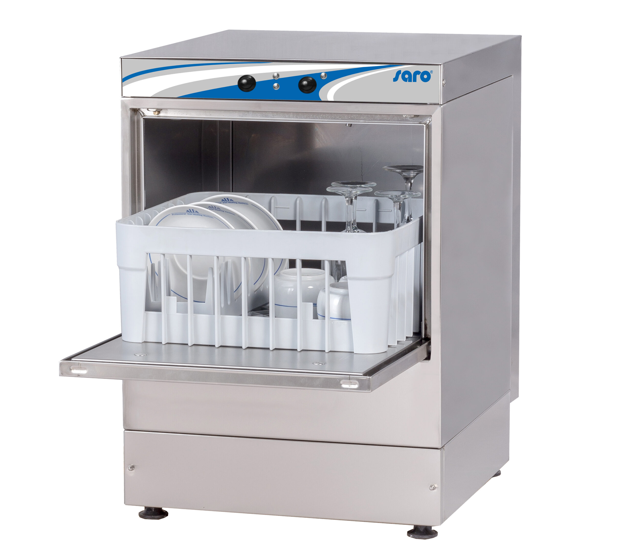 LAVE-VERRES COMMANDES ELECTROMECANIQUES PANIER 350X350, AVEC POMPE A DETERGENT