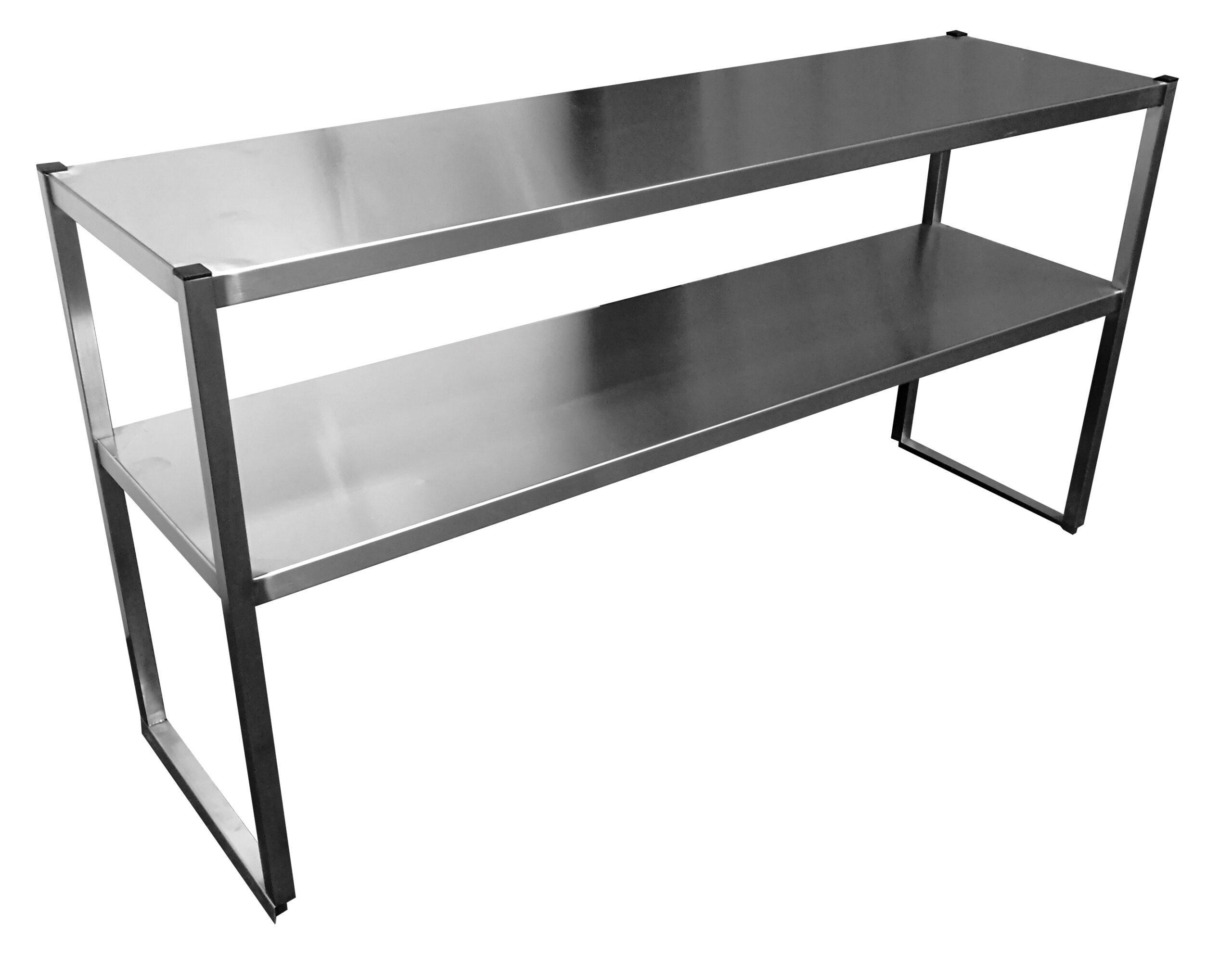 ETAGERE SUR COLONETTES INOX 304, 2 NIVEAUX
