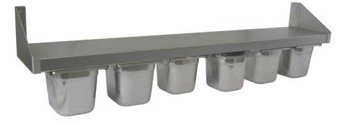 ETAGERE A EPICES EN INOX, 1 NIVEAU DIM. 1200X210X160, CAPACITE 6XGN1/6