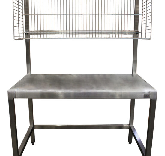TABLE DE MISE SOUS BARQUETTES, DESSUS INOX