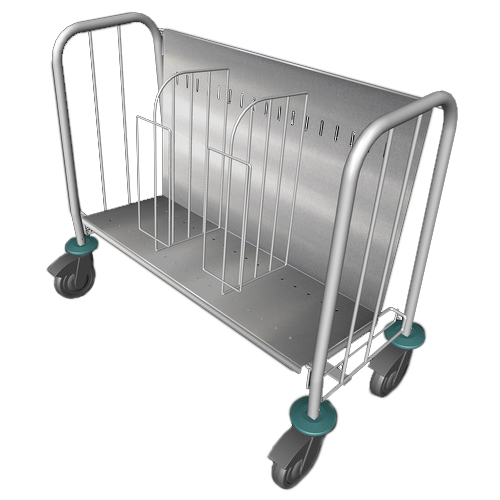 CHARIOT ASSIETTES INOX, 200 ASSIETTES D.260MM 2 SEPARATIONS FIL VERTICALES