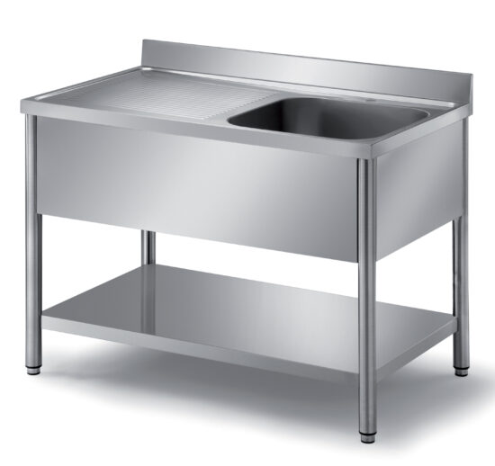 PLONGE DEMONTABLE INOX, 1 BAC 500X400X250MM PIEDS RONDS, SANS EGOUTTOIR 