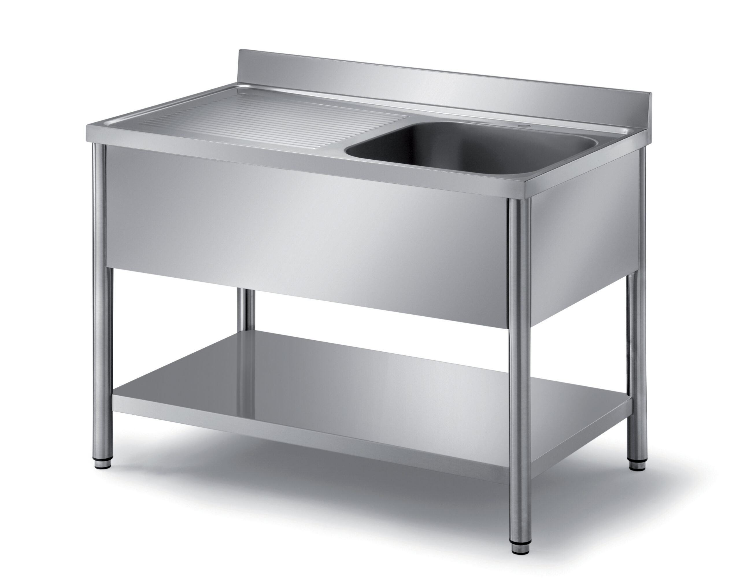 PLONGE DEMONTABLE INOX, 1 BAC 500X400X250MM PIEDS RONDS, SANS EGOUTTOIR