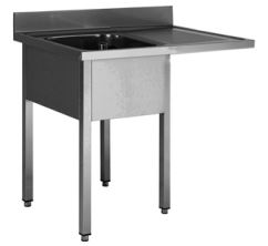 PLONGE INOX SOUDEE, ENCASTREMENT LV BAC GAUCHE 2 BACS 400X500X250 MM, EGOUTTOIR A DROITE