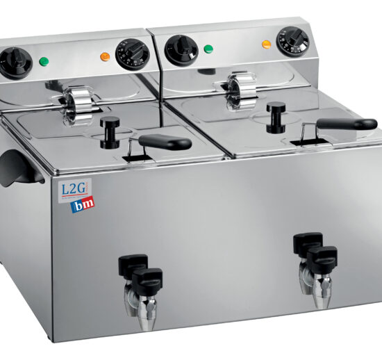 FRITEUSE ELECTRIQUE 2 CUVES DE 8L AVEC ROBINET DE VIDANGE