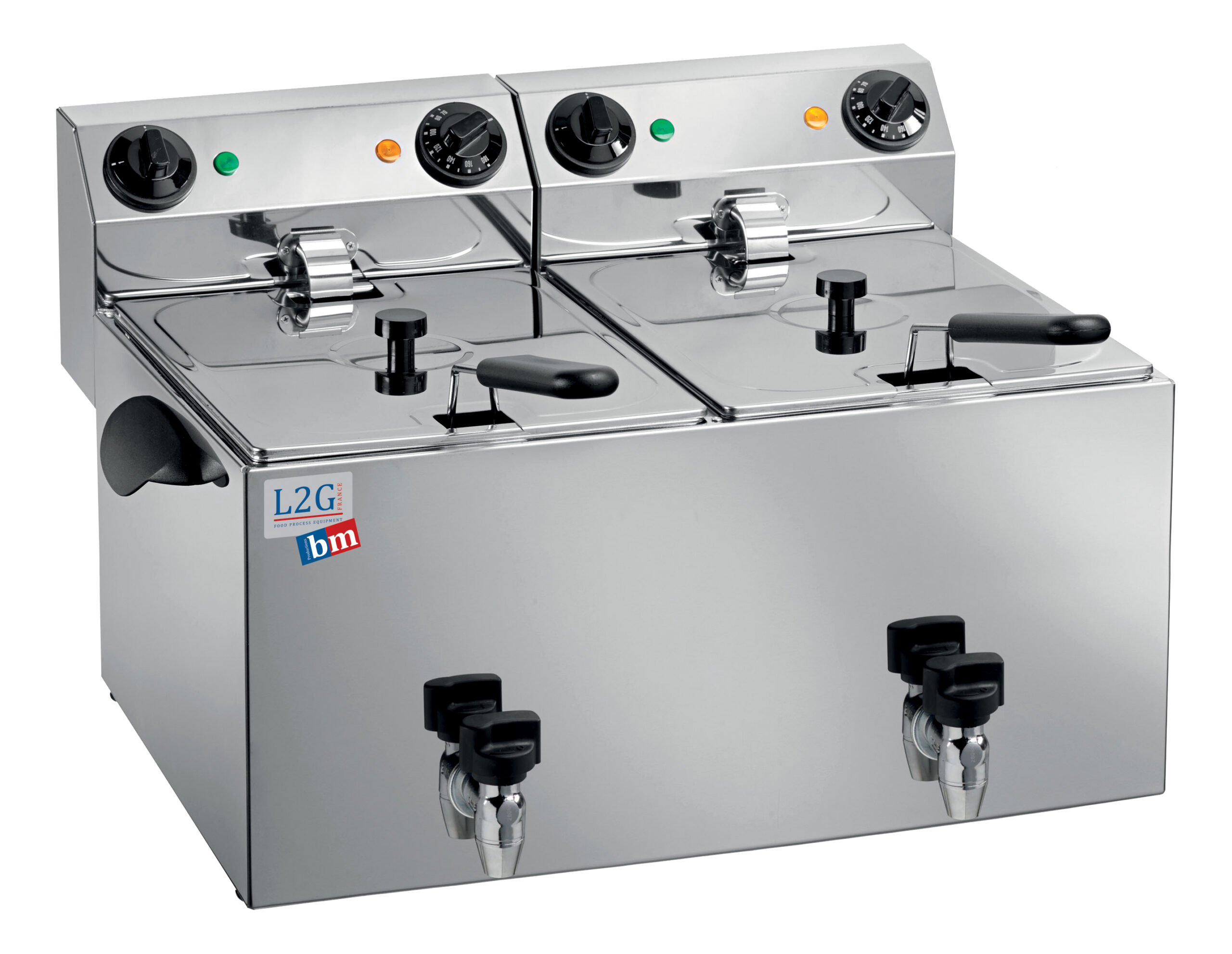 FRITEUSE ELECTRIQUE 2 CUVES DE 8L AVEC ROBINET DE VIDANGE