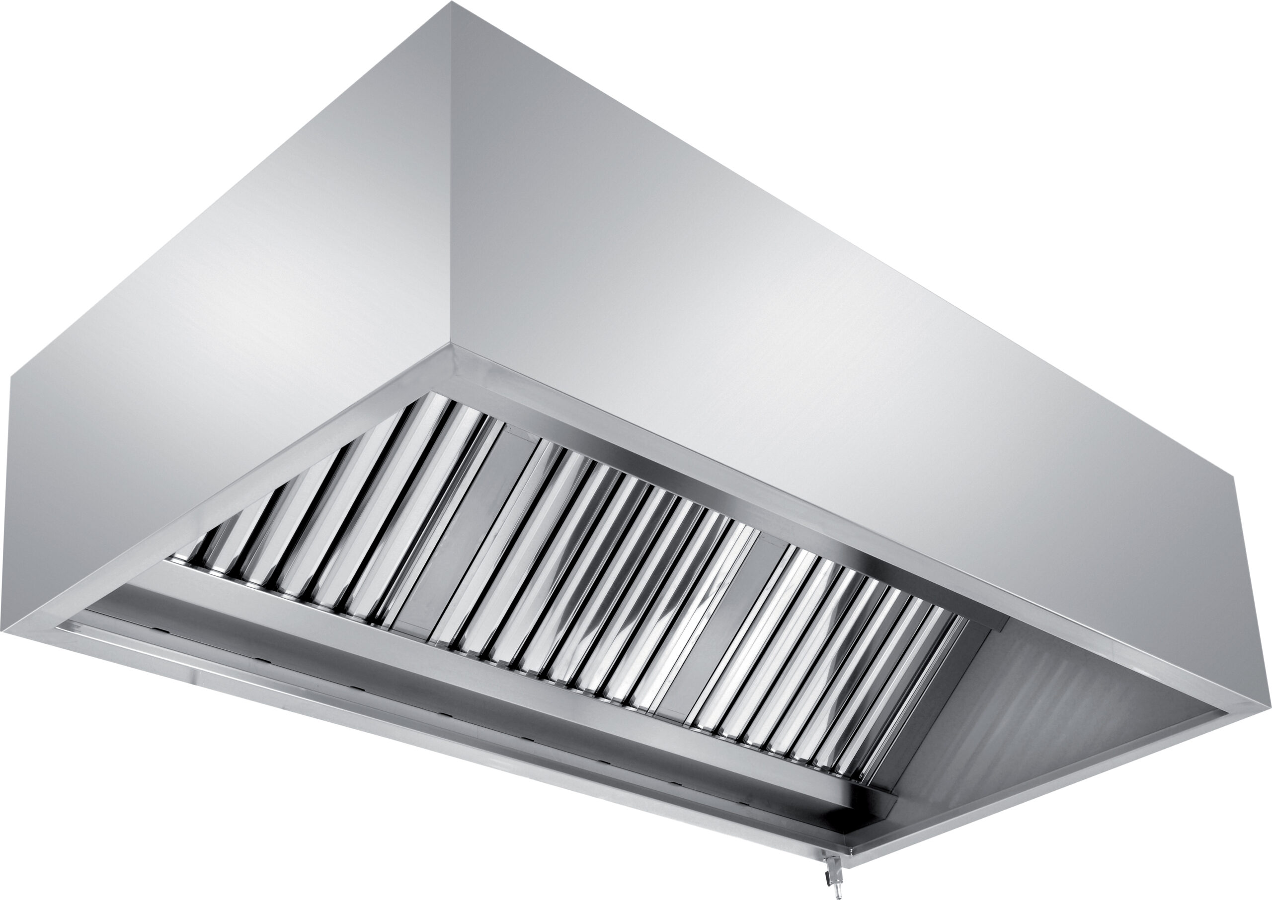 HOTTE MURALE RECTANGLE, 4 FILTRES, 3200M3/H AVEC ECLAIRAGE 36W GAINE 240X270MM AU DESSUS AU CENTRE